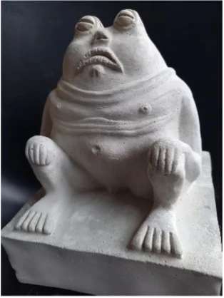 Der Frosch, Kleinskulptur aus Beton